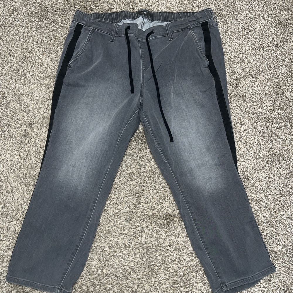 Torrid woman's Charcoal Jeans with Black Stripes